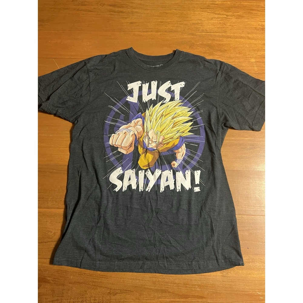 Dragon Ball Z Adult LG Black "Just Saiyan" Goku DBZ Anime Short Sleeve Shirt